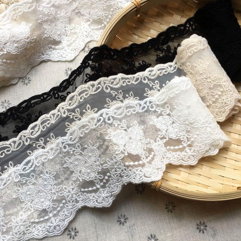 Sourcemall Lace Trim Ribbon, Delicate Crown Ribbon for Crafts Sewing and Bridal Wedding Dress Applique Decorations, 3.3inch Width 5 Yards/Lot (Beige) - Image 3